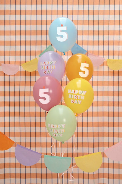 5 Jaar Ballonnen 30cm 6st van Partydeco koop je bij Partywinkel