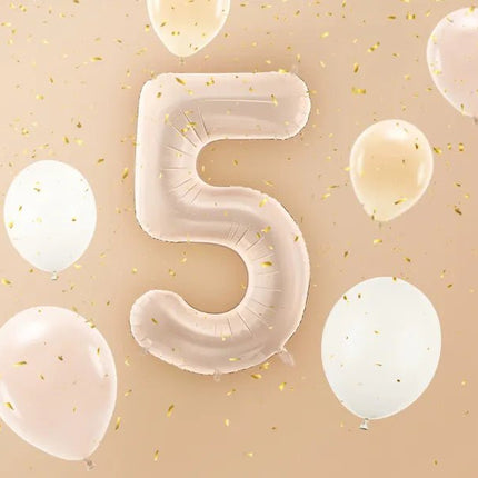 5 Jaar Cijfer Ballon Beige Glans Leeg 72cm van Partydeco koop je bij Partywinkel
