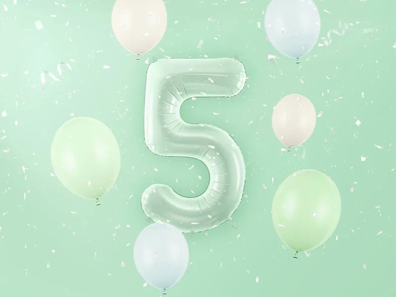 5 Jaar Cijfer Ballon Mintgroen Leeg 72cm van Partydeco koop je bij Partywinkel