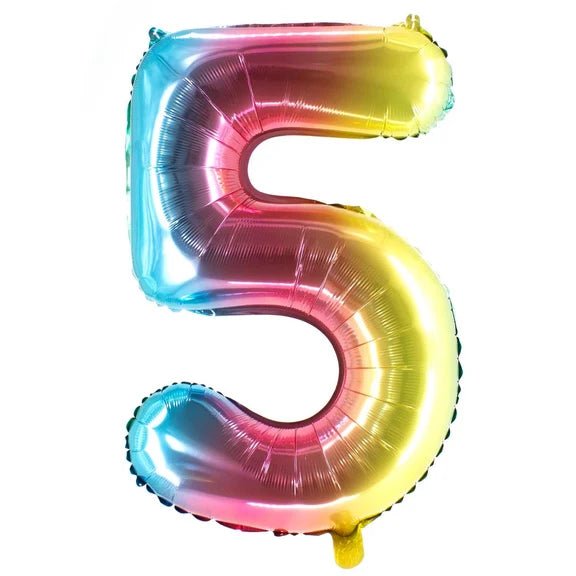 5 Jaar Cijfer Ballon Regenboog Leeg 1m van VDV Benefit koop je bij Partywinkel