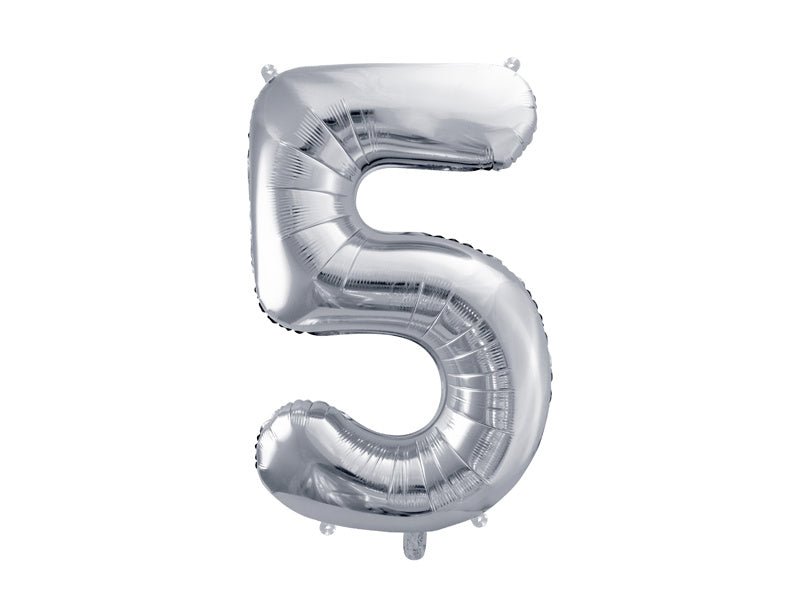 5 Jaar Cijfer Ballon Zilver Leeg 72cm van Partydeco koop je bij Partywinkel