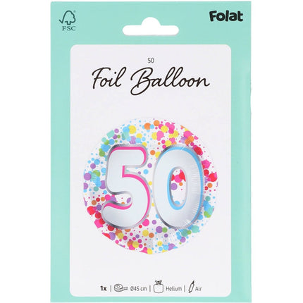 50 Jaar Helium Ballon Leeg 45cm van Folat koop je bij Partywinkel