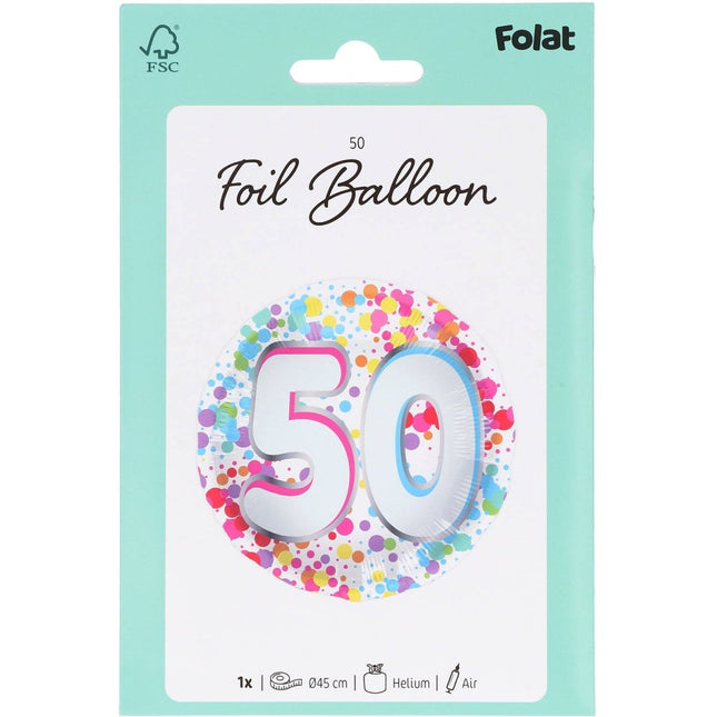 50 Jaar Helium Ballon Leeg 45cm van Folat koop je bij Partywinkel