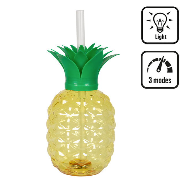LED beker Ananas met rietje
