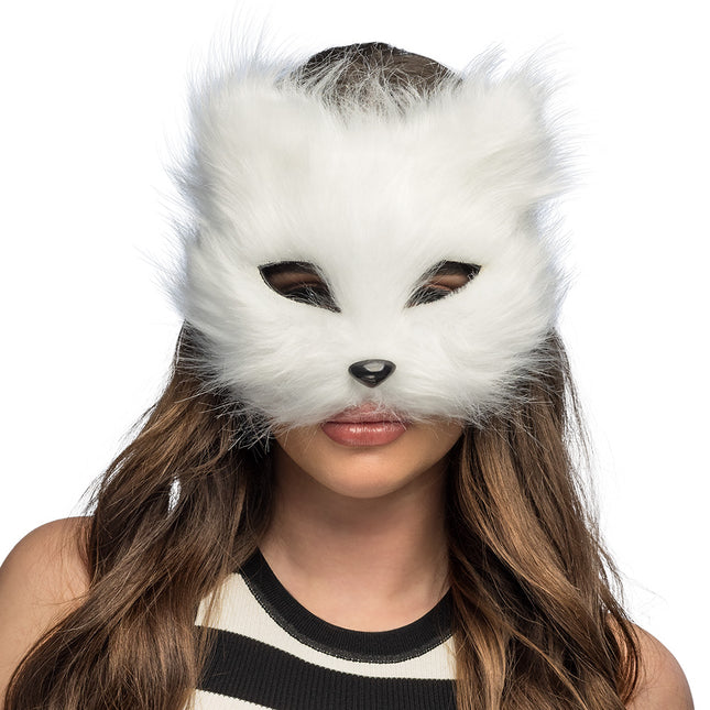 Pluchen masker Witte kat