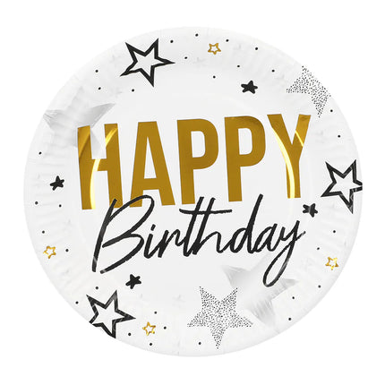 Happy Birthday Borden Sterren 23cm 8st