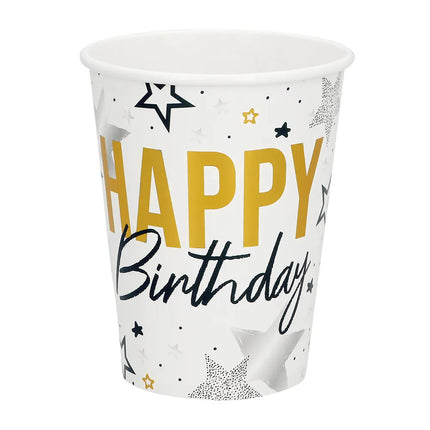 Happy Birthday Bekers Sterren 250ml 8st