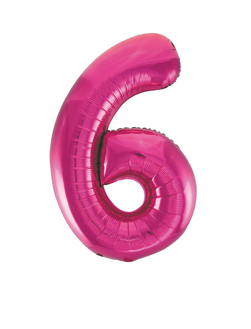 6 Jaar Cijfer Ballon Fuchsia Leeg 86cm van Unique koop je bij Partywinkel