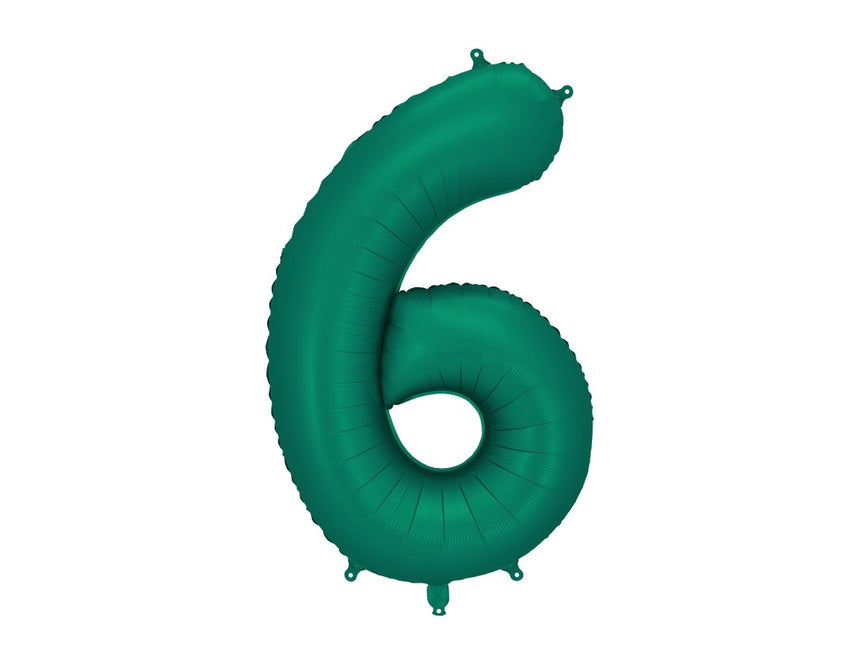 6 Jaar Cijfer Ballon Groen Leeg 86cm van Partydeco koop je bij Partywinkel