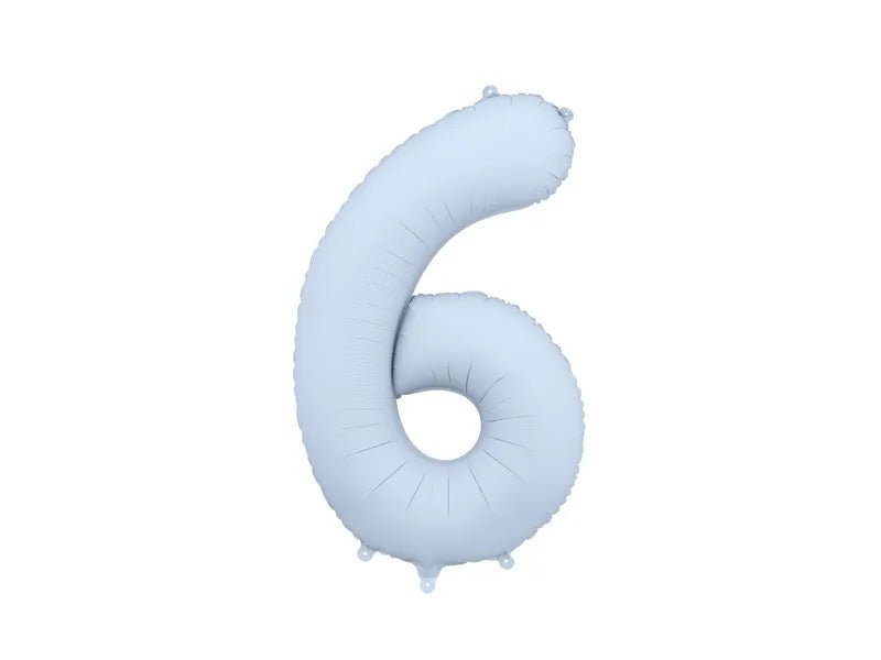 6 Jaar Cijfer Ballon Lichtblauw Mat Leeg 86cm van Partydeco koop je bij Partywinkel