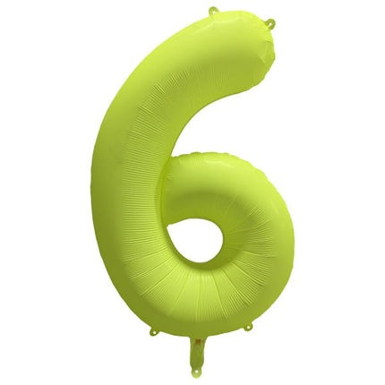 6 Jaar Cijfer Ballon Neon Geel Leeg 86cm van Riethmueller koop je bij Partywinkel