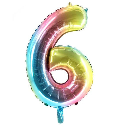 6 Jaar Cijfer Ballon Regenboog Leeg 1m van VDV Benefit koop je bij Partywinkel