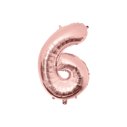 6 Jaar Cijfer Ballon Rose Goud Leeg 86cm van Paper Dreams koop je bij Partywinkel