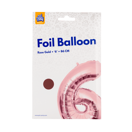 6 Jaar Cijfer Ballon Rose Goud Leeg 86cm van Paper Dreams koop je bij Partywinkel