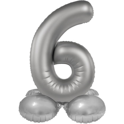 6 Jaar Cijfer Ballon Zilver 72cm van Folat koop je bij Partywinkel