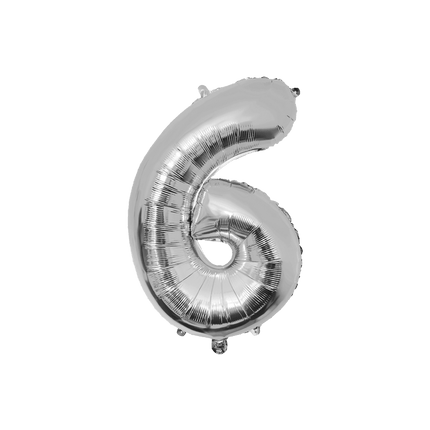 6 Jaar Cijfer Ballon Zilver Leeg 86cm van Paper Dreams koop je bij Partywinkel