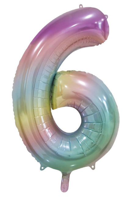 6 Jaar Helium Ballon Regenboog Pastel Leeg 86cm van WeFiesta koop je bij Partywinkel