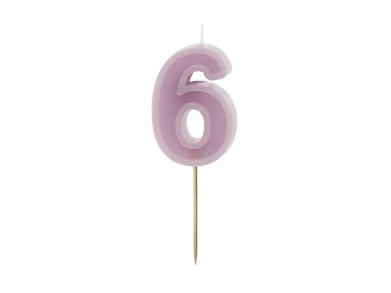 6 Jaar Kaars Paars 10cm van Partydeco koop je bij Partywinkel