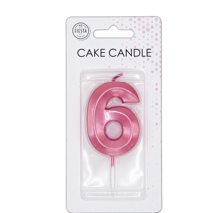 6 Jaar Kaars Roze Metallic 6cm van WeFiesta koop je bij Partywinkel