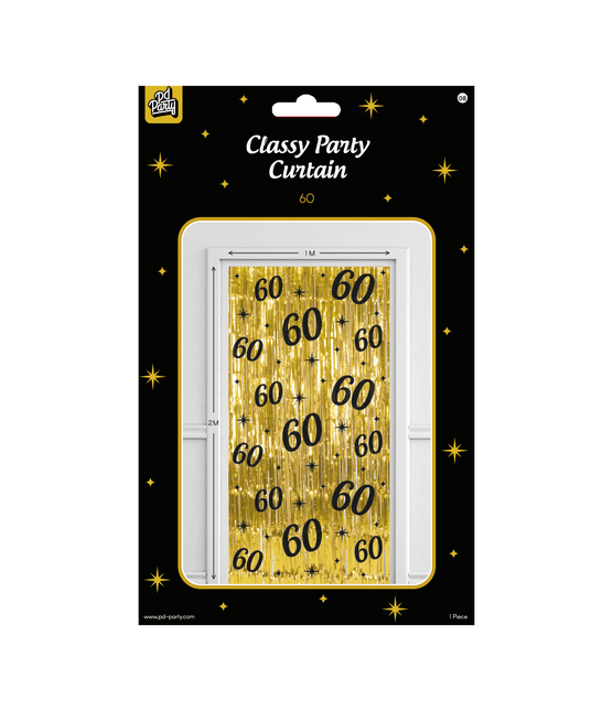 60 Jaar Deurgordijn Goud Zwart van Paper Dreams koop je bij Partywinkel