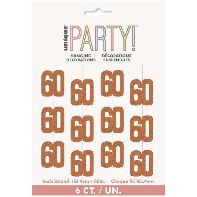 60 Jaar Hangdecoratie Rose Goud 1,52m van Unique koop je bij Partywinkel