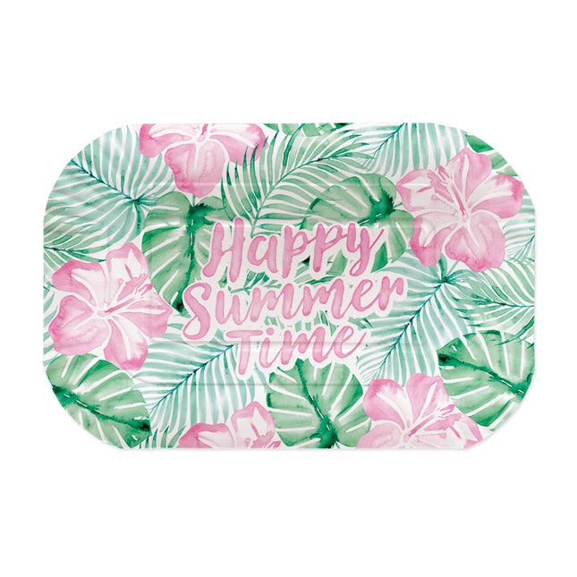 Groen Roze Serveerschaal Happy Summer Time 2st