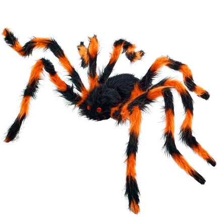 SPIN MET BUIGBARE HARIGE POTEN ZWART/ORANJE 80 CM