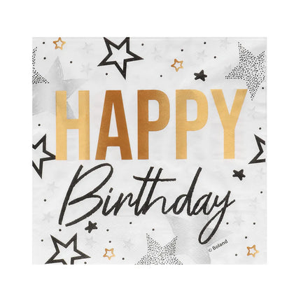 Tafelset 'Happy birthday' (6 bordjes, 6 bekertjes, 12 servetten)