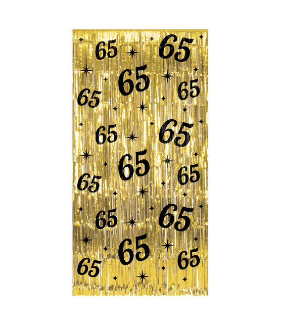 65 Jaar Deurgordijn Goud Zwart van Paper Dreams koop je bij Partywinkel