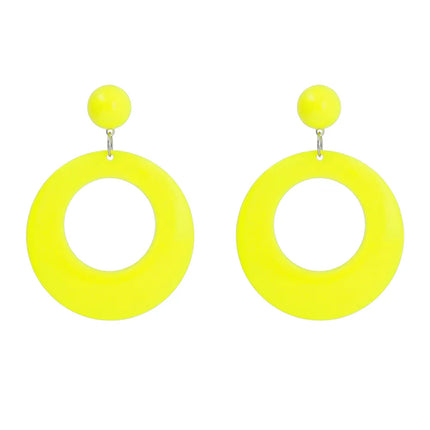 Paar oorbellen Retro neongeel UV