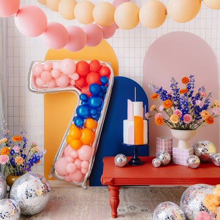 7 Jaar Ballon Frame Zilver 1,26m van Partydeco koop je bij Partywinkel