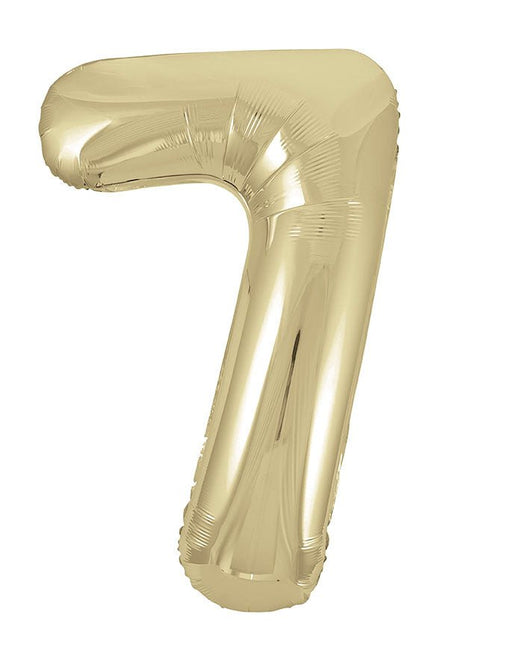 7 Jaar Cijfer Ballon Goud Glans Leeg 86cm van Unique koop je bij Partywinkel