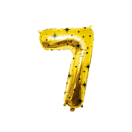 7 Jaar Cijfer Ballon Goud Zwart Sterren 86cm van Paper Dreams koop je bij Partywinkel