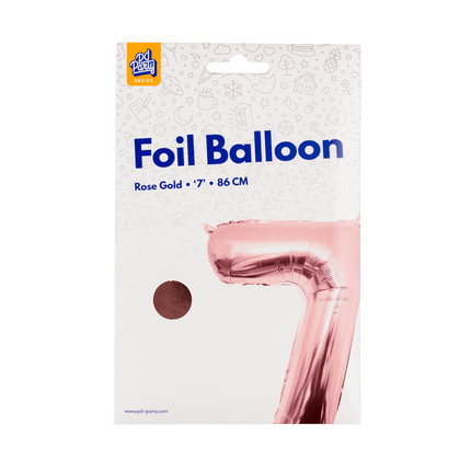 7 Jaar Cijfer Ballon Rose Goud Leeg 86cm van Paper Dreams koop je bij Partywinkel