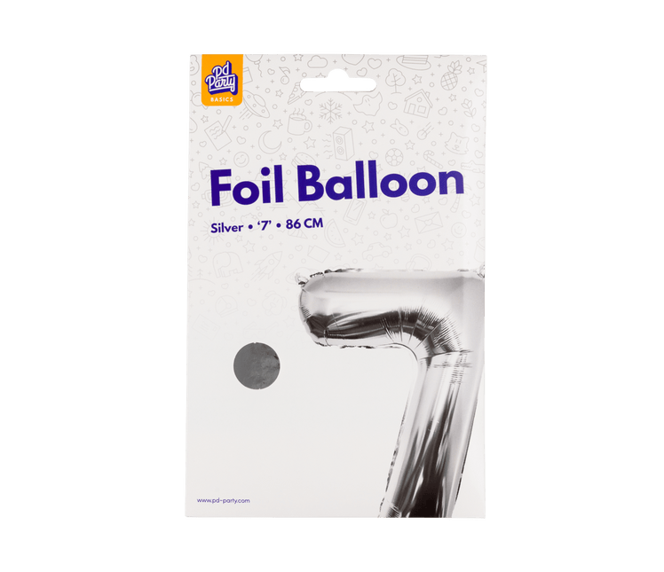 7 Jaar Cijfer Ballon Zilver Leeg 86cm van Paper Dreams koop je bij Partywinkel