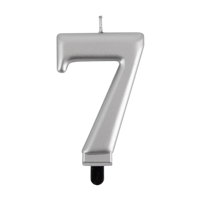 7 Jaar Kaars Zilver Metellic 7cm van VDV Benefit koop je bij Partywinkel