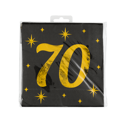 70 Jaar Servetten Zwart Goud 19cm 16st van Paper Dreams koop je bij Partywinkel
