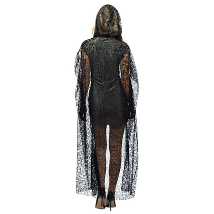 Halloween Cape Zwart Dames Doodshoofd