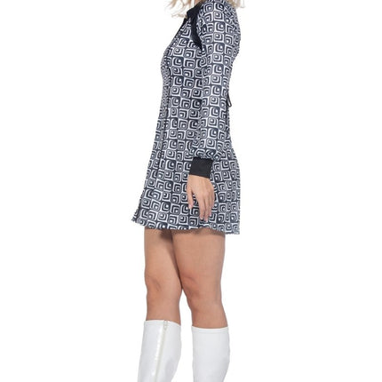 Disco 70S Jurk Zwart Wit Dames van Wilbers & Wilbers koop je bij Partywinkel