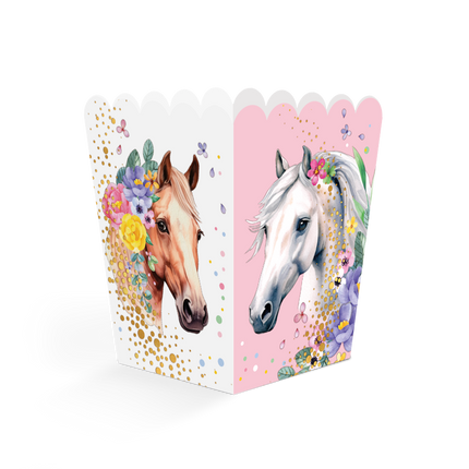 Paard Snackbakjes Wit Roze 6cm 8st