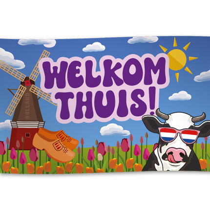 Welkom Thuis Vlag Gekleurd 1,5m