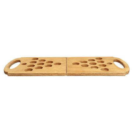 Set drankspel Shot pong (opvouwbaar houten spelbord, 2 shooters, 4 balletjes, 12 shotglaasjes)