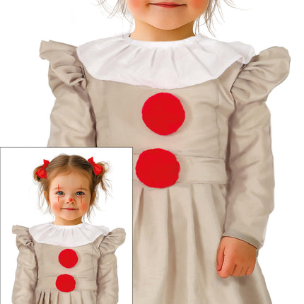 Halloween Jurk Meisje Clown Met Kraag