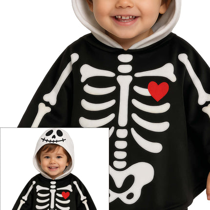 Halloween Poncho Baby Skelet