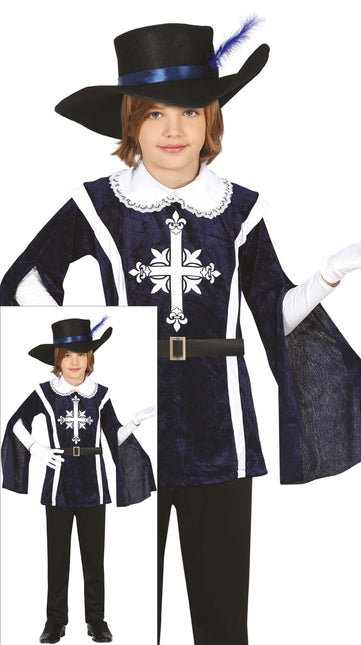 Musketier Kostuum Jongen Blauw