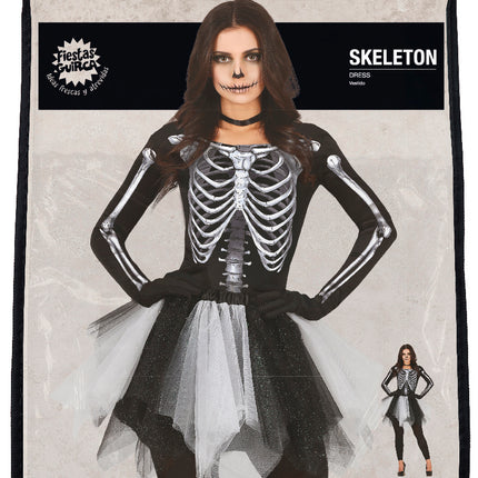 Skelet Halloween Jurk Dames Zwart