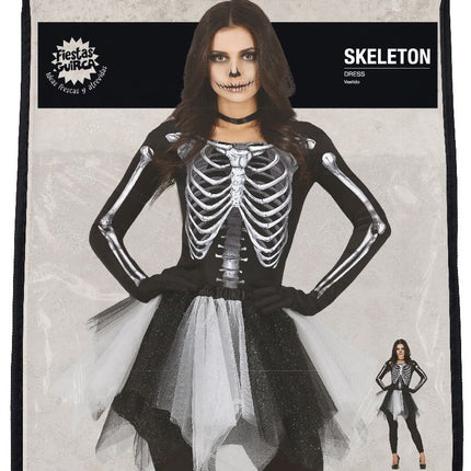 Skelet Halloween Jurk Dames Zwart