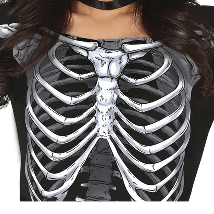 Skelet Halloween Jurk Dames Zwart