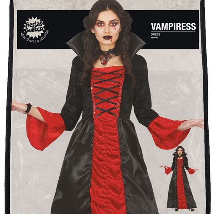 Vampier Halloween Kostuum Dames Rood Zwart