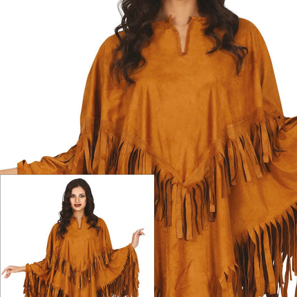 Poncho Dames Bruin M